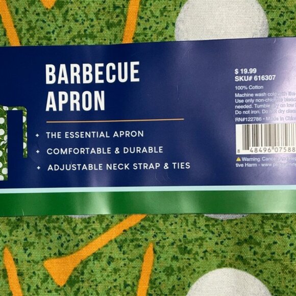 Barbecue Apron Golf Theme Adjustable Cotton Green Unisex Adult Men One Size NEW - Picture 9 of 16